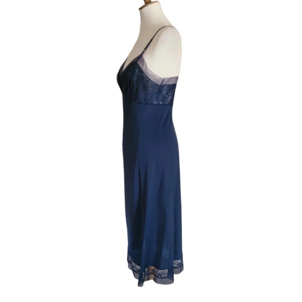 Vintage 60's Rodgers Navy Blue Lace Slip Dress - Picture 4 of 6